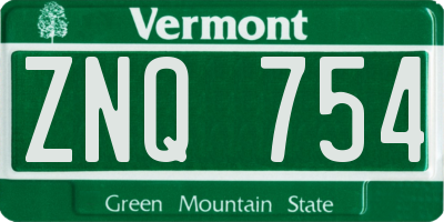 VT license plate ZNQ754