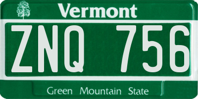 VT license plate ZNQ756