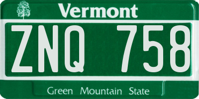 VT license plate ZNQ758