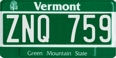 VT license plate ZNQ759