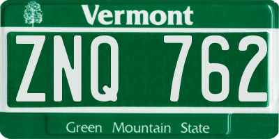 VT license plate ZNQ762