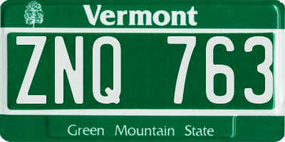 VT license plate ZNQ763