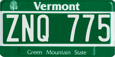VT license plate ZNQ775