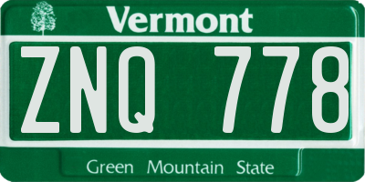 VT license plate ZNQ778