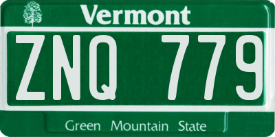 VT license plate ZNQ779