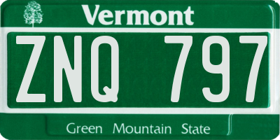 VT license plate ZNQ797