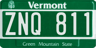 VT license plate ZNQ811