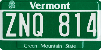 VT license plate ZNQ814