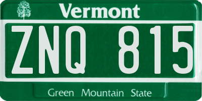 VT license plate ZNQ815