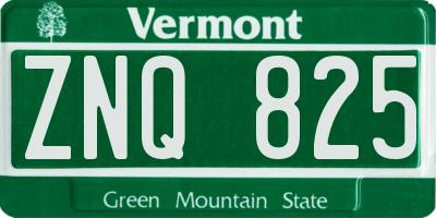 VT license plate ZNQ825