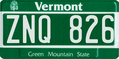 VT license plate ZNQ826