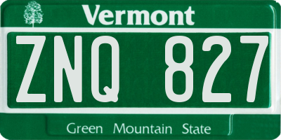 VT license plate ZNQ827