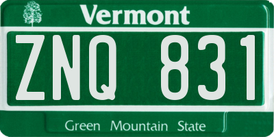 VT license plate ZNQ831