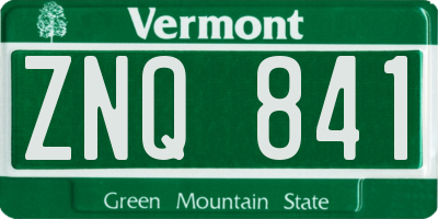 VT license plate ZNQ841