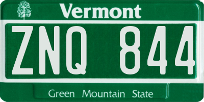 VT license plate ZNQ844