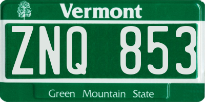 VT license plate ZNQ853