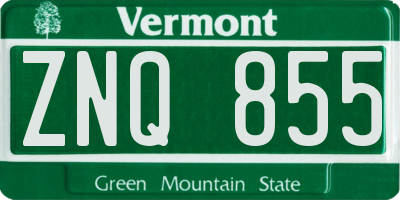 VT license plate ZNQ855