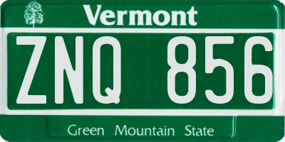 VT license plate ZNQ856