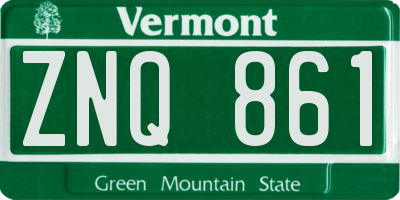 VT license plate ZNQ861