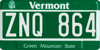 VT license plate ZNQ864