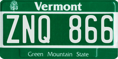 VT license plate ZNQ866