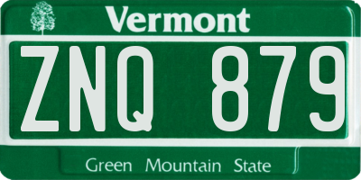 VT license plate ZNQ879