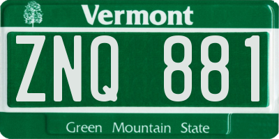 VT license plate ZNQ881