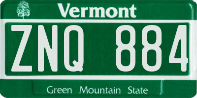 VT license plate ZNQ884