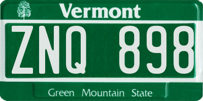 VT license plate ZNQ898