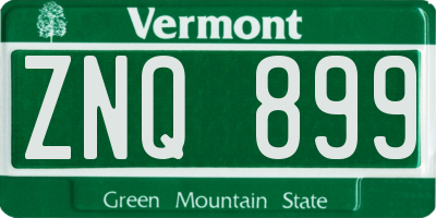 VT license plate ZNQ899