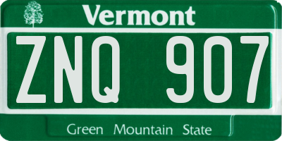 VT license plate ZNQ907
