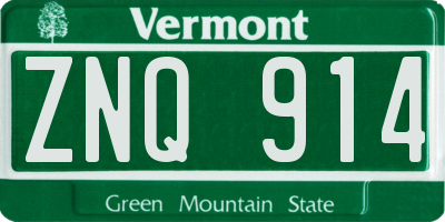 VT license plate ZNQ914