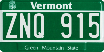 VT license plate ZNQ915