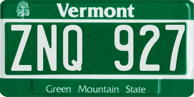 VT license plate ZNQ927