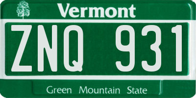VT license plate ZNQ931