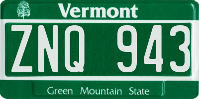 VT license plate ZNQ943