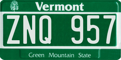 VT license plate ZNQ957