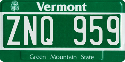 VT license plate ZNQ959
