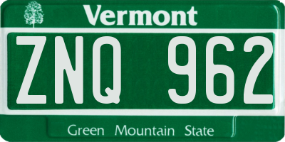 VT license plate ZNQ962