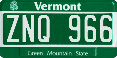 VT license plate ZNQ966
