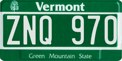 VT license plate ZNQ970