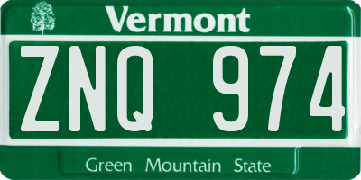 VT license plate ZNQ974