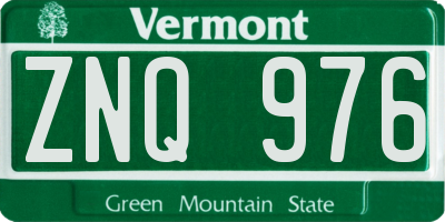 VT license plate ZNQ976
