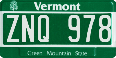 VT license plate ZNQ978