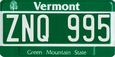 VT license plate ZNQ995