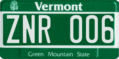 VT license plate ZNR006