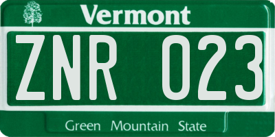 VT license plate ZNR023