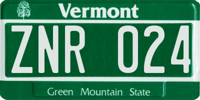 VT license plate ZNR024