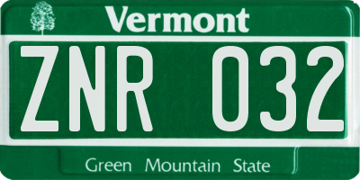 VT license plate ZNR032