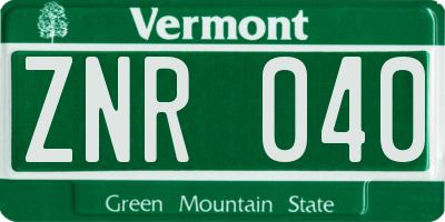 VT license plate ZNR040